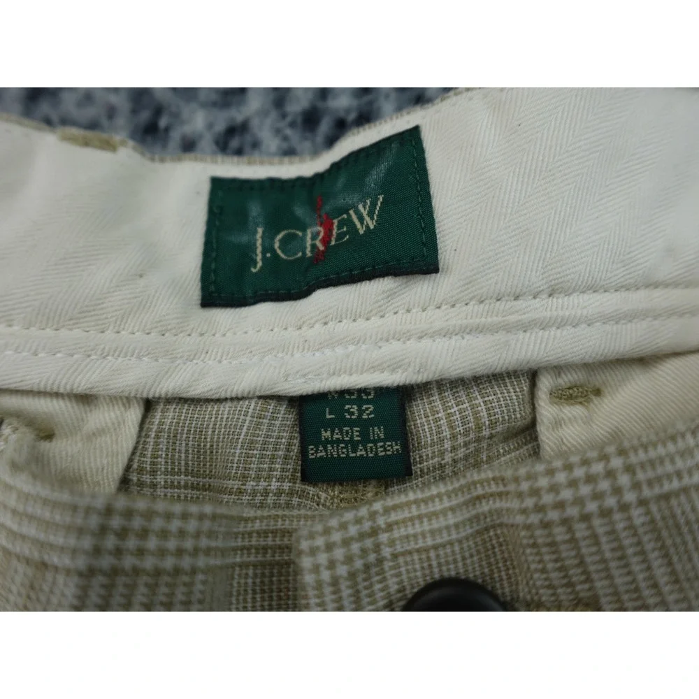 J.Crew Mens 33x32 Classic Fit Linen Trouser Beige Glen Check Plaid Pants 2024 - Picture 9 of 16
